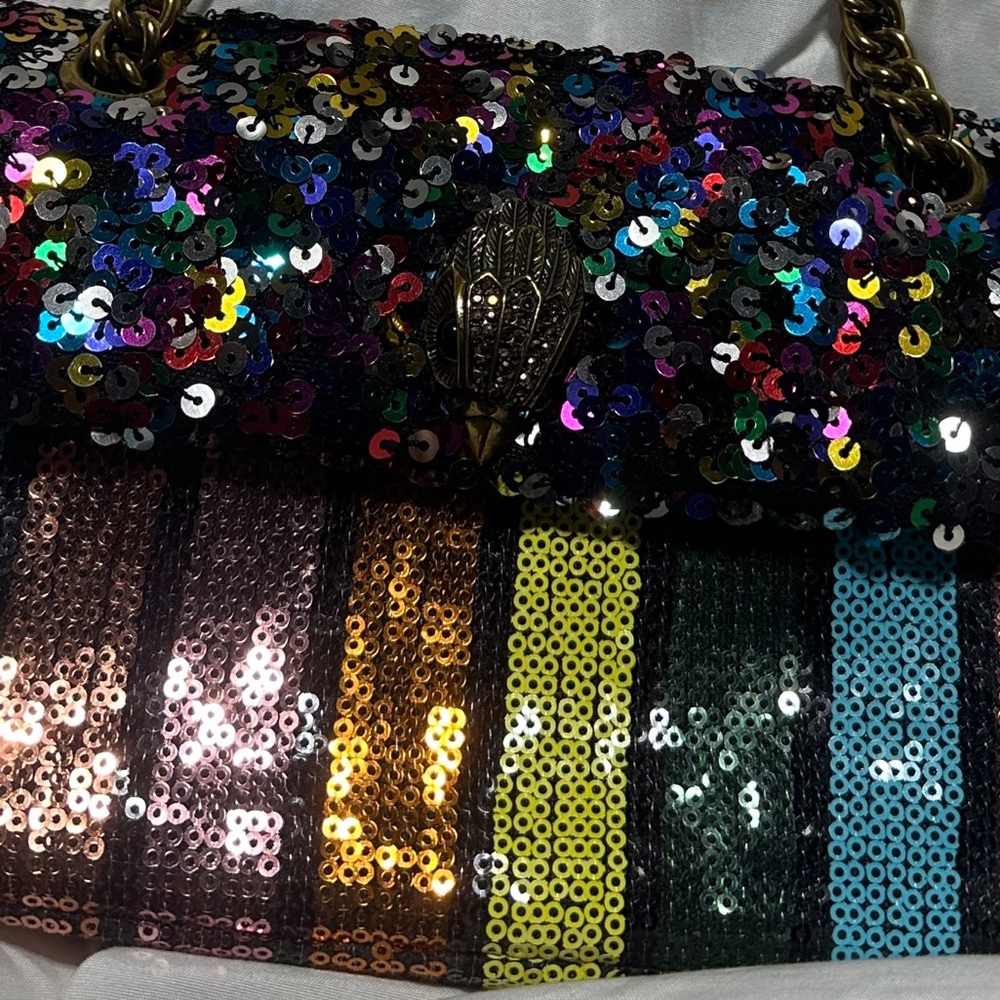 Kurt Geiger Vibrant Sequin Shoulder Bag with Gold Chain